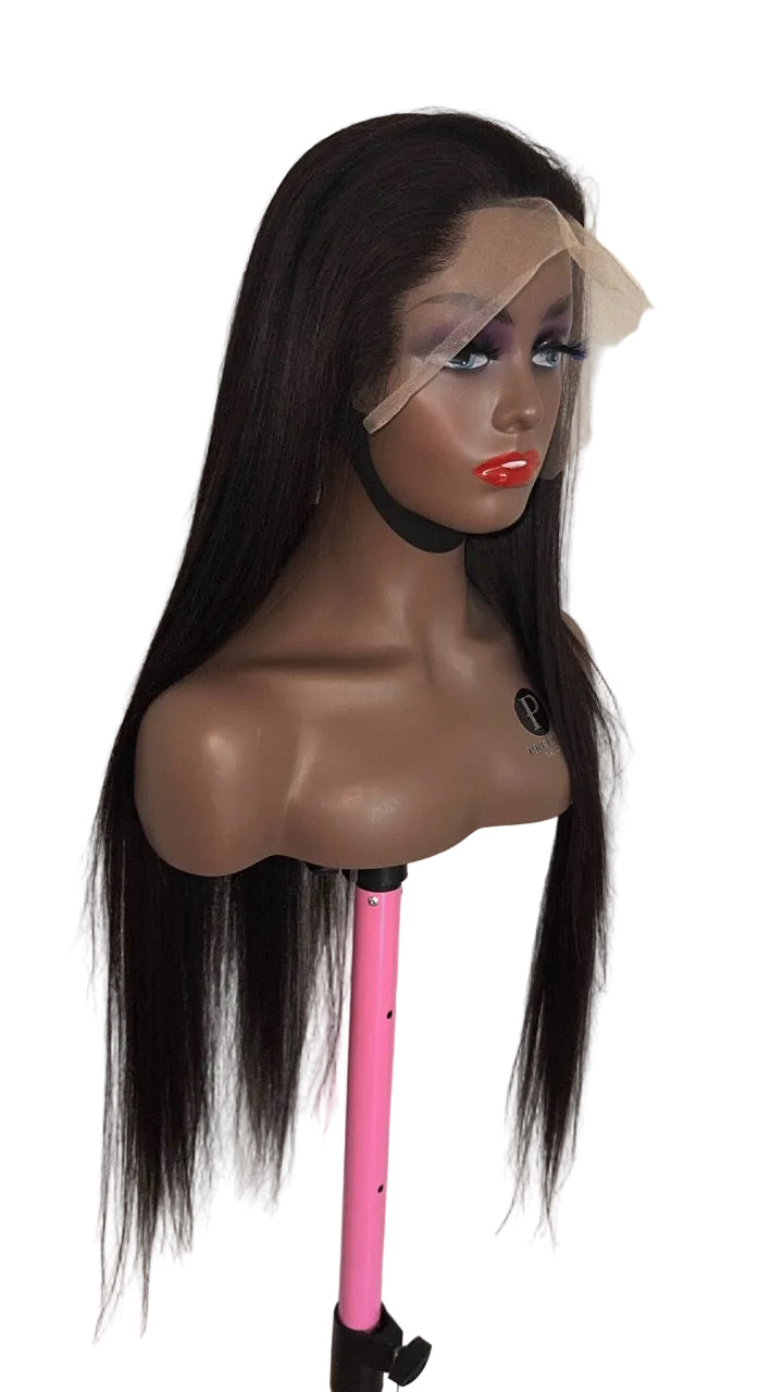 Straight human hair wig