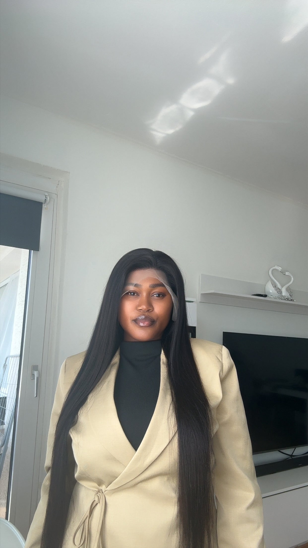 Straight human hair wig