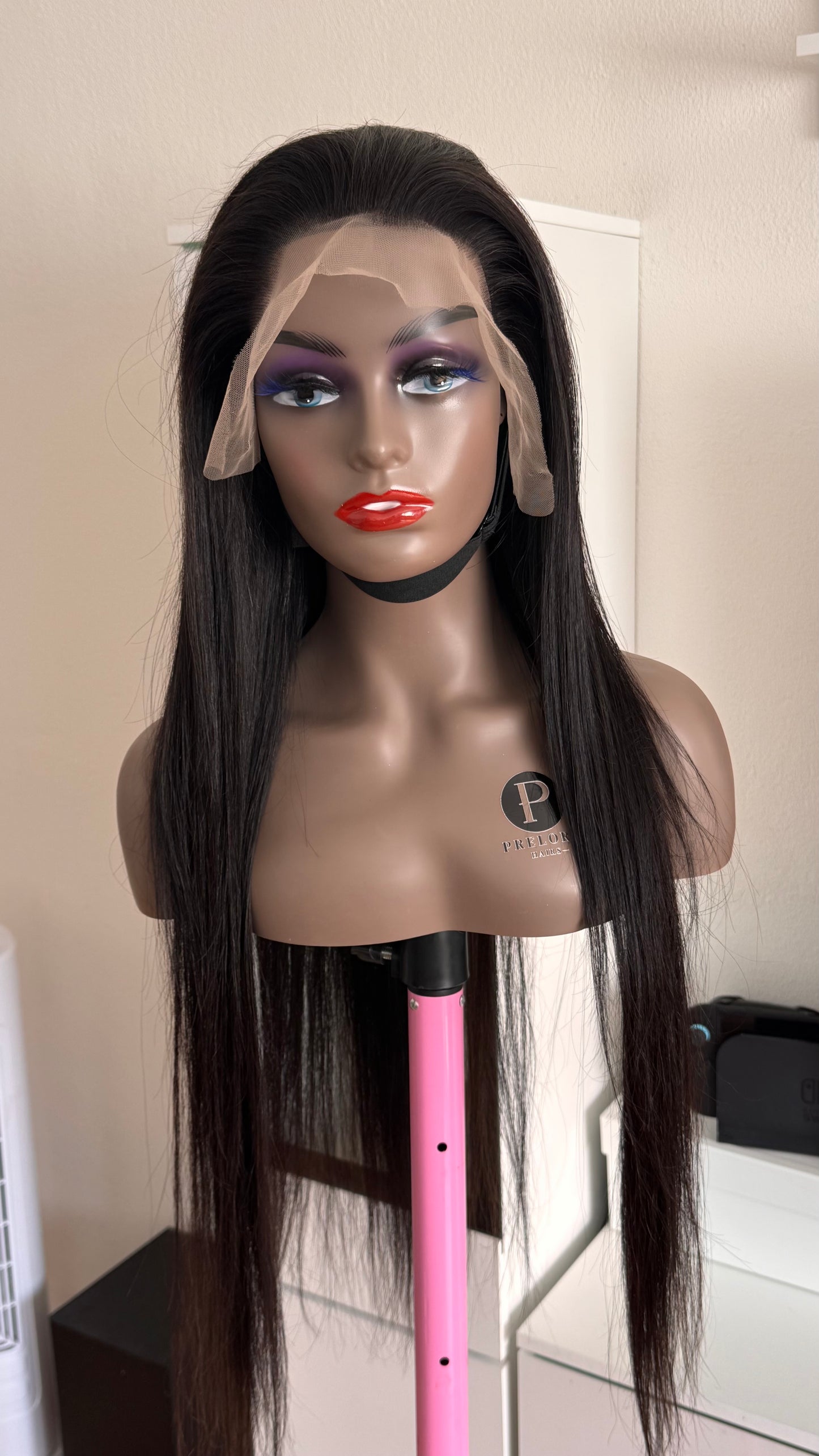Straight human hair wig