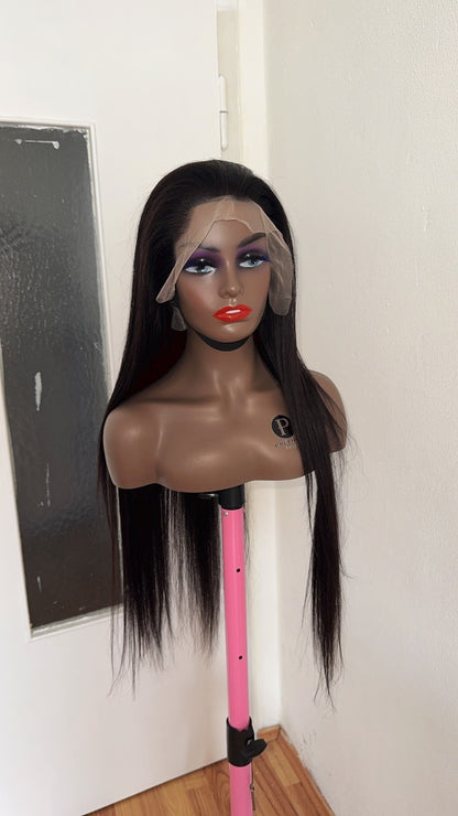 Straight human hair wig