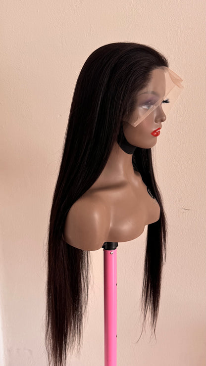 Straight human hair wig
