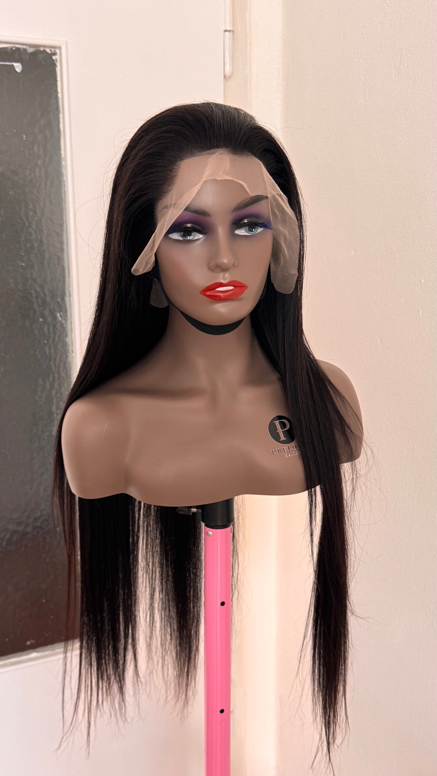 Straight human hair wig