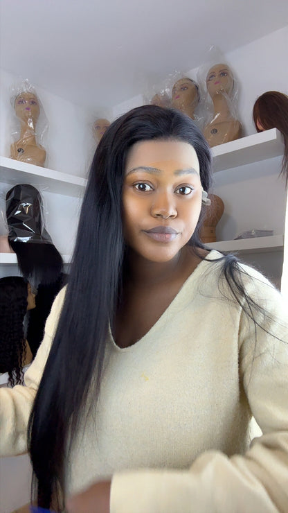 Straight wig unit