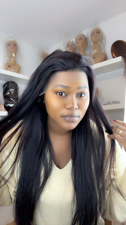 Straight wig unit