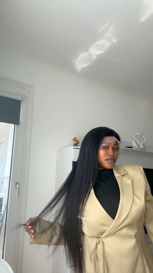 Straight human hair wig