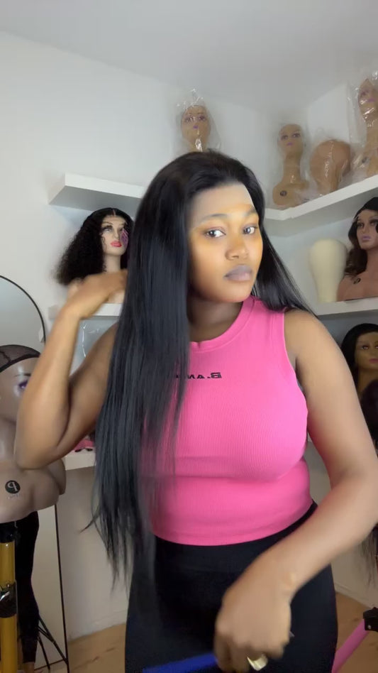 Straight wig unit